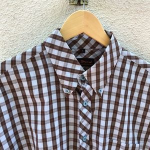 Ben Sherman Men's Short-Sleeve Shirt Blue/Brown